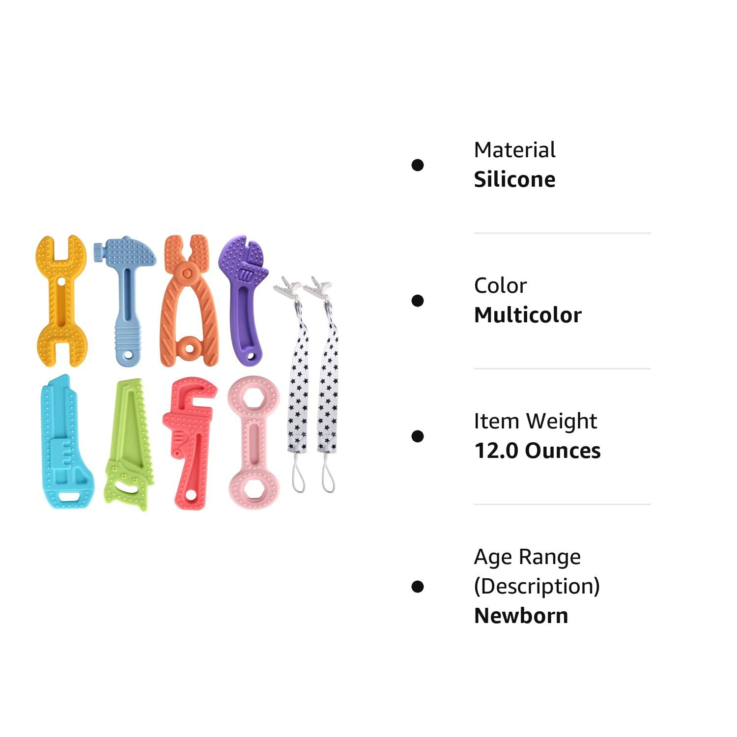 Fu Store 8 Pack Soft Silicone Teething Toys for Toddlers Infant Hammer Wrench Spanner Pliers Saw Knife Tools Shape Baby Teethers Relief Soothe Babies Gums Set (8 Pack Hammer Set) - Image 10